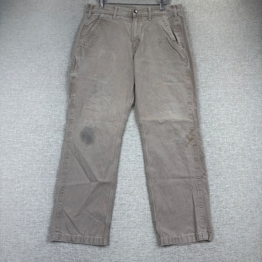 Carhartt B299 GKH Men's 33x33 Relaxed Fit Canvas Work Pant's  Distressed khakis